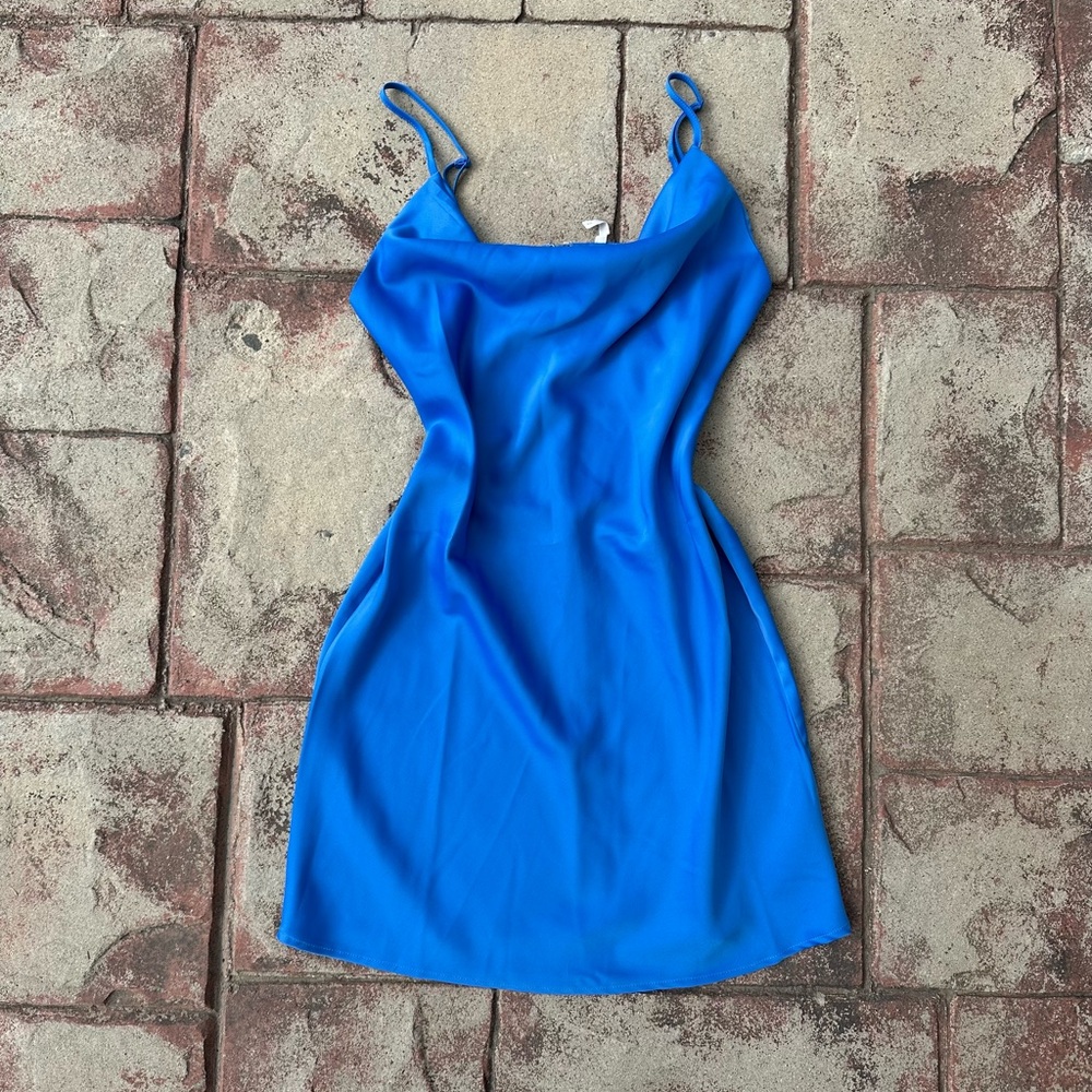 Urban Outfitters Blue Spaghetti Strap Mini Slip Dress
